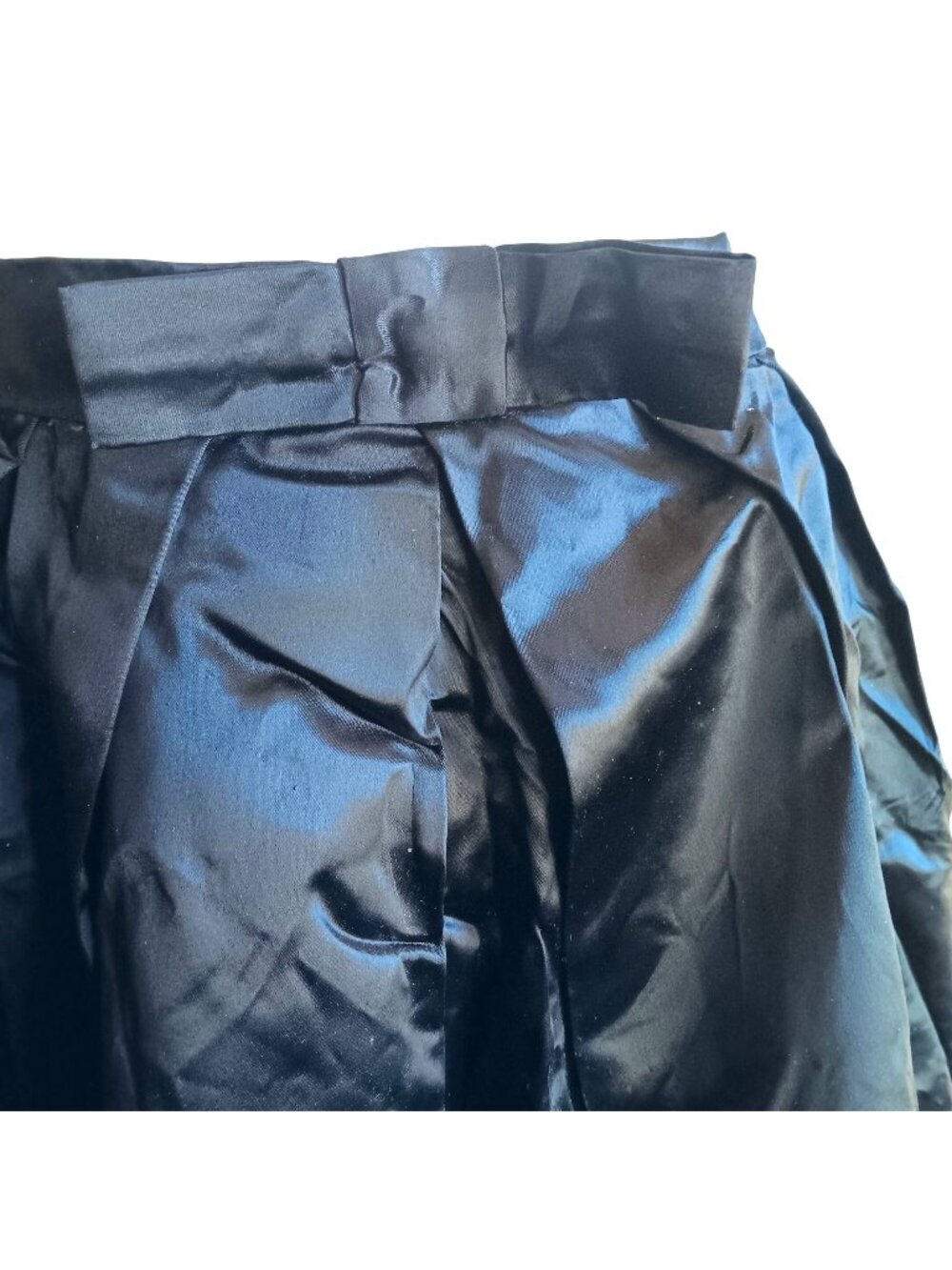 True Vintage 1960's Skirt MEDIUM 24W 24" JET BLACK SATIN 23" LONG HOT PLEATED